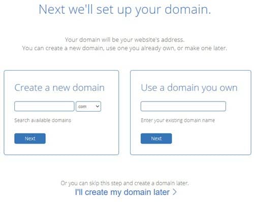 Bluehost create a domain