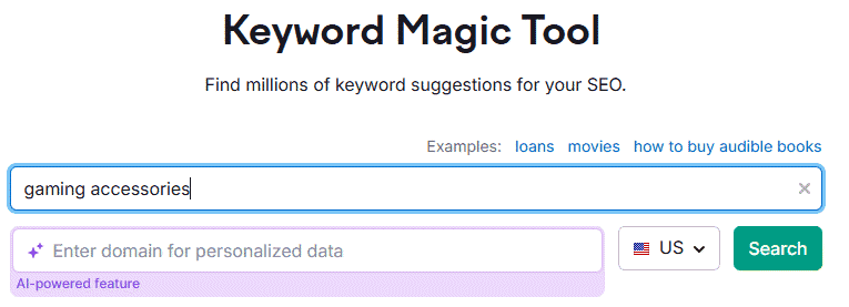 Semrush Keyword Magic Tech Niche Game Accessories