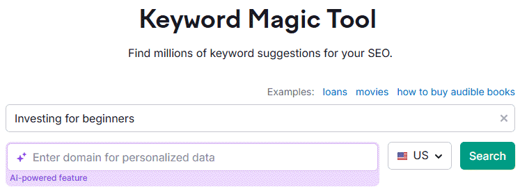 Semrush Keyword Magic Finance Niche Investing for Beginner